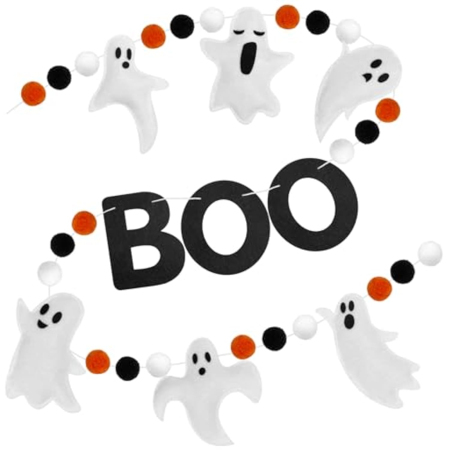 6.6Ft Ghost Garland Halloween Felt Boo Banner Home Mantel Wall Window Party Decor
