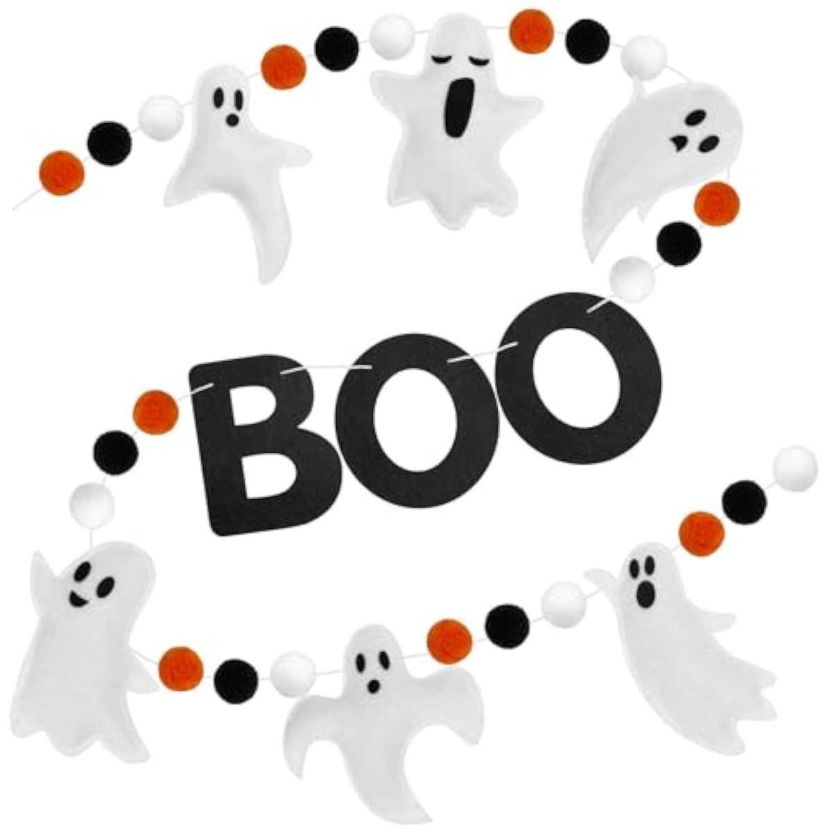 6.6Ft Ghost Garland Halloween Felt Boo Banner Home Mantel Wall Window Party Decor