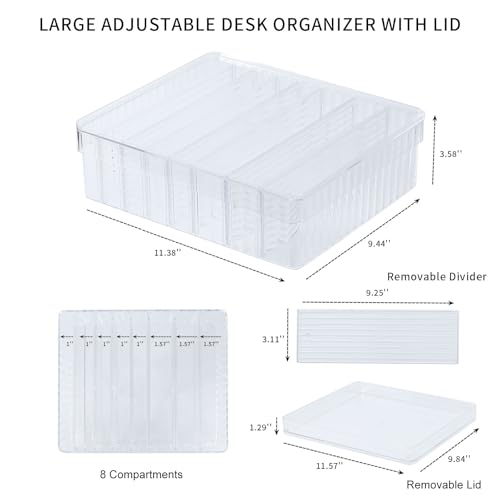 Large Cord Storage Box With Lid, Plastic Stackable Desk Drawer Organizer For Home Office Supplies, Phone Charger, Usb Cable, Battery, Stationery, Art Crafts, Makeup, Pencil Holder