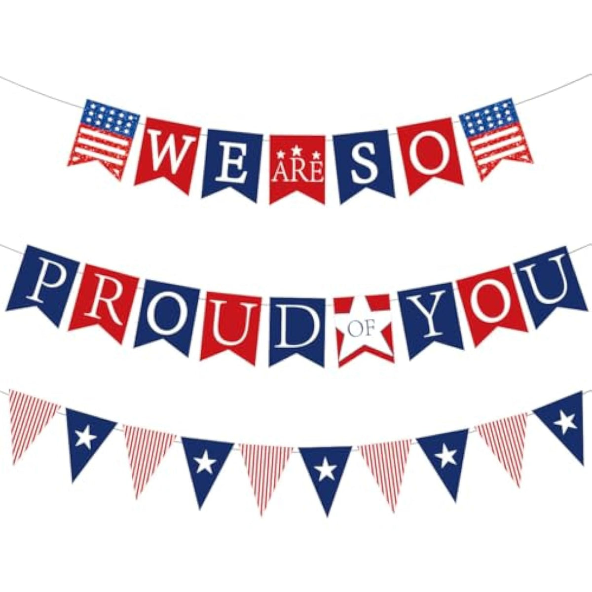 Veterans Day/Military Party Banner – “We Are So Proud of You” Pre-Strung Decor