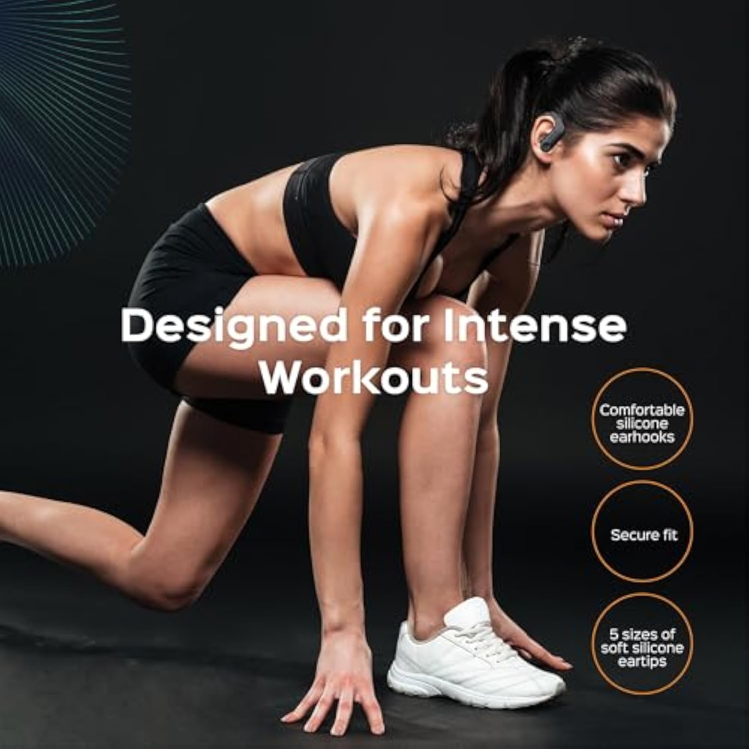 TREBLAB X3 Pro - Workout True Wireless Earbuds, Comfortable Earhooks, Bluetooth 5.3, Punchy Bass, Noise Isolation, 145H Playtime, IPX5 Waterproof, Sweatproof, 2 Mics for Calls, Sport Bluetooth Earbuds