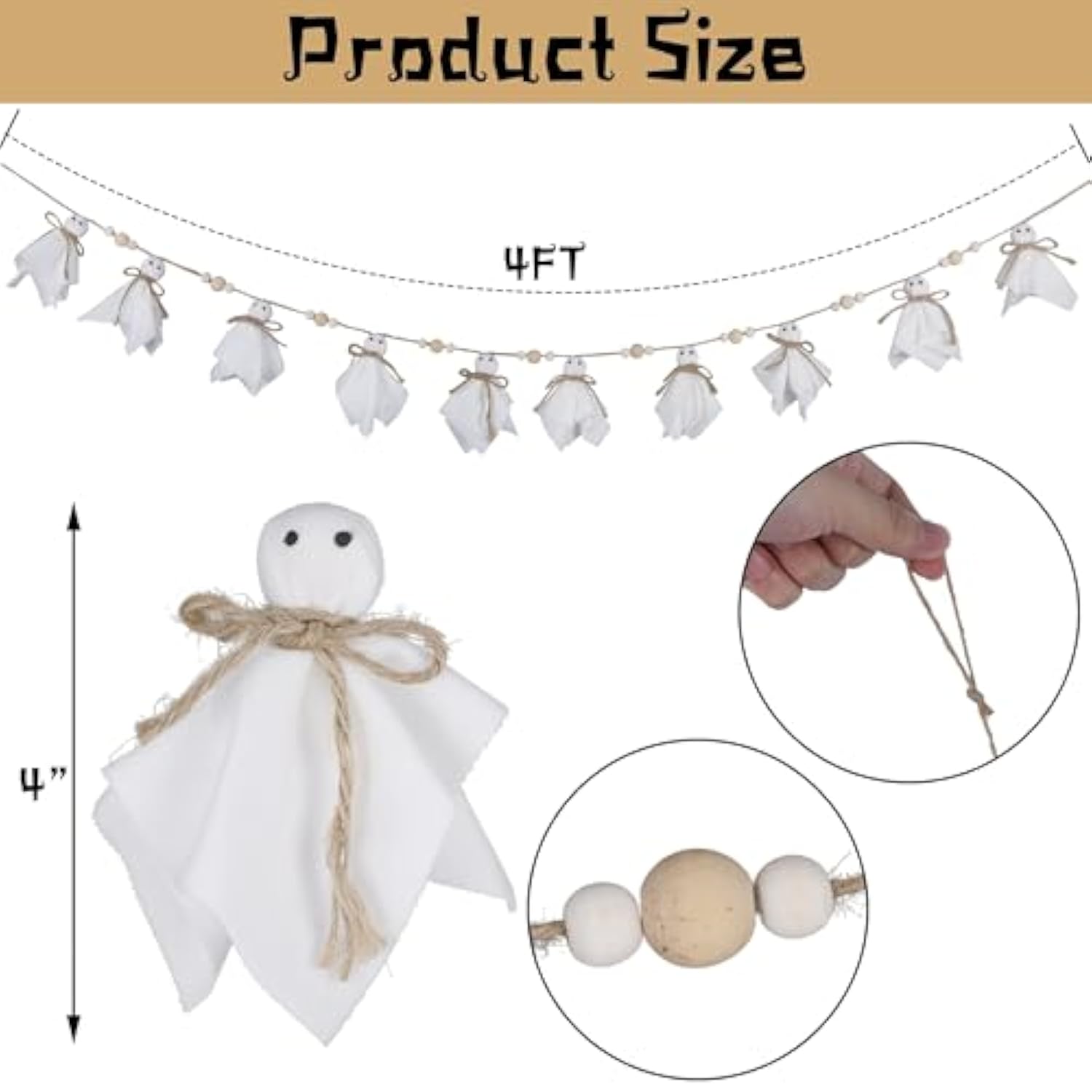 Halloween Ghost Garland: Rustic Boho Spooky Party Decor