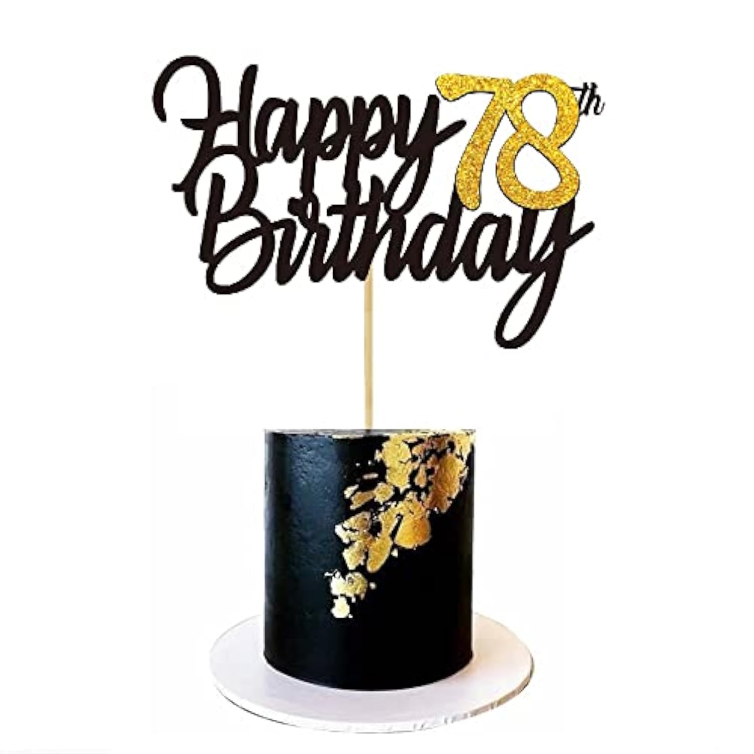 Happy 78Th Birthday Cake Toppers Glitter 78Th Anniversary Cake Topper 78 Years Loved Bday Decorations 78 Gold Birthday Cake Decorations Seventy-Eight Party Supplies For Women Men(Black Gold)