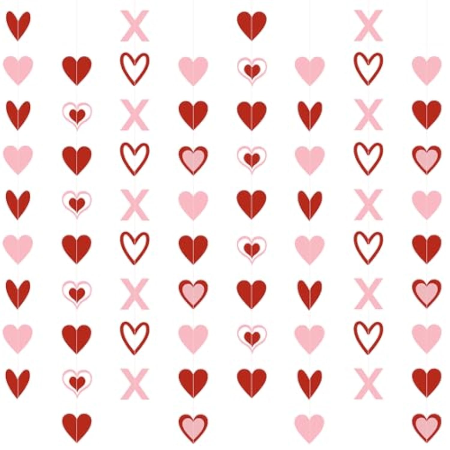 8Pcs Heart Garland Red & Pink, Valentines Day Decorations, Valentine'S Day Garlands Valentines Hanging Heart Garland Decorations For Wedding, Engagement, And Home Decor Happy Valentines Day Decoration