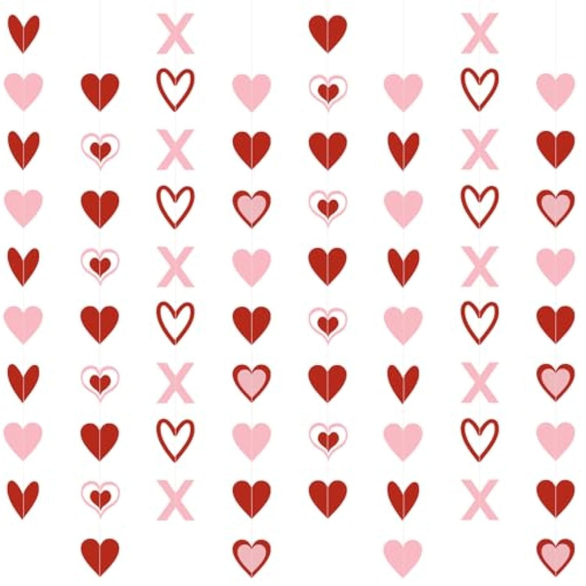 8Pcs Heart Garland Red & Pink, Valentines Day Decorations, Valentine'S Day Garlands Valentines Hanging Heart Garland Decorations For Wedding, Engagement, And Home Decor Happy Valentines Day Decoration