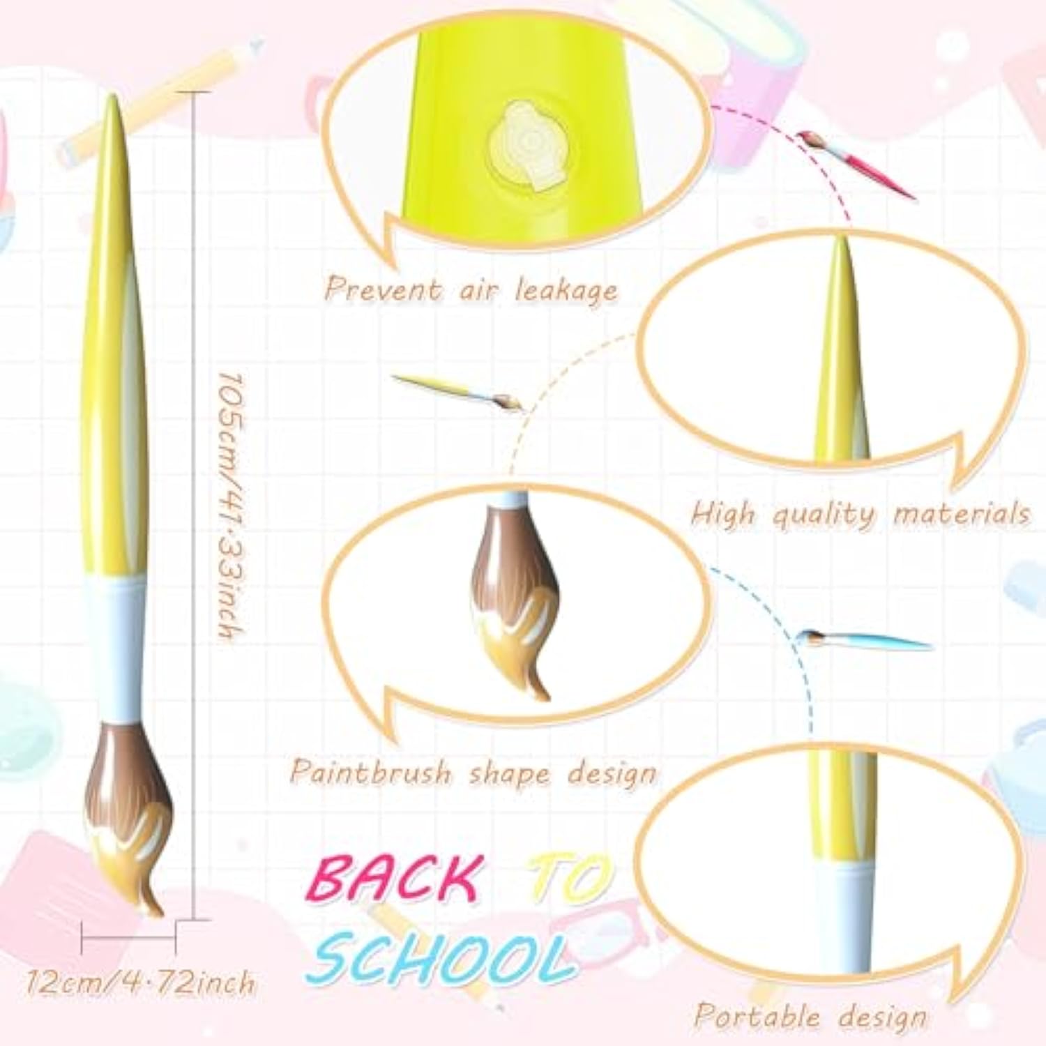 3-Pack 42-Inch Back to School Pencil Foil Balloons for Classroom Decor