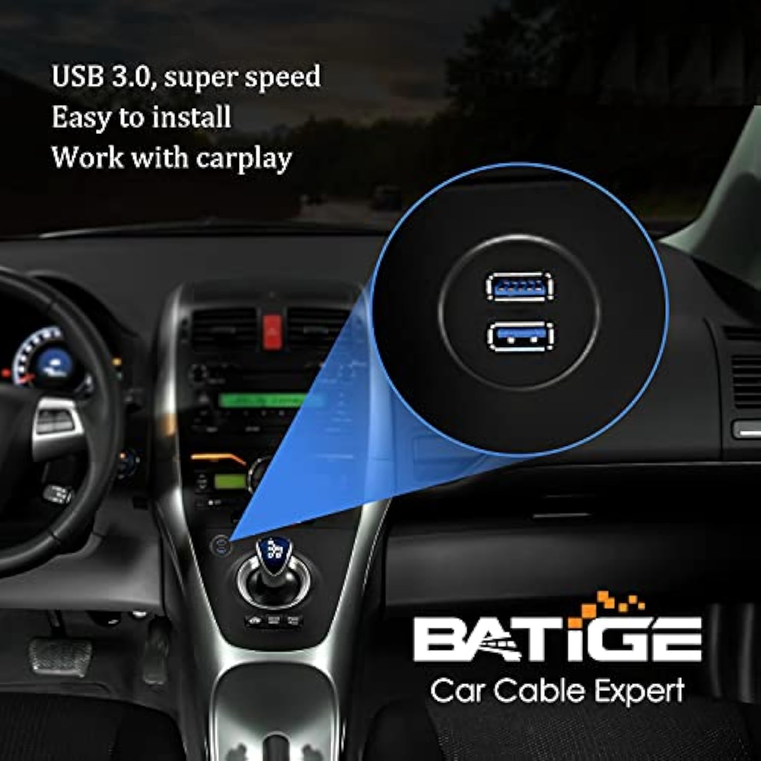 2 Ports Dual Usb 3.0 Male To Usb 3.0 Female Aux Flush Mount Car Mount Extensio