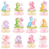 12 Pcs Pink Dinosaur Birthday Honeycomb Centerpieces for Girls