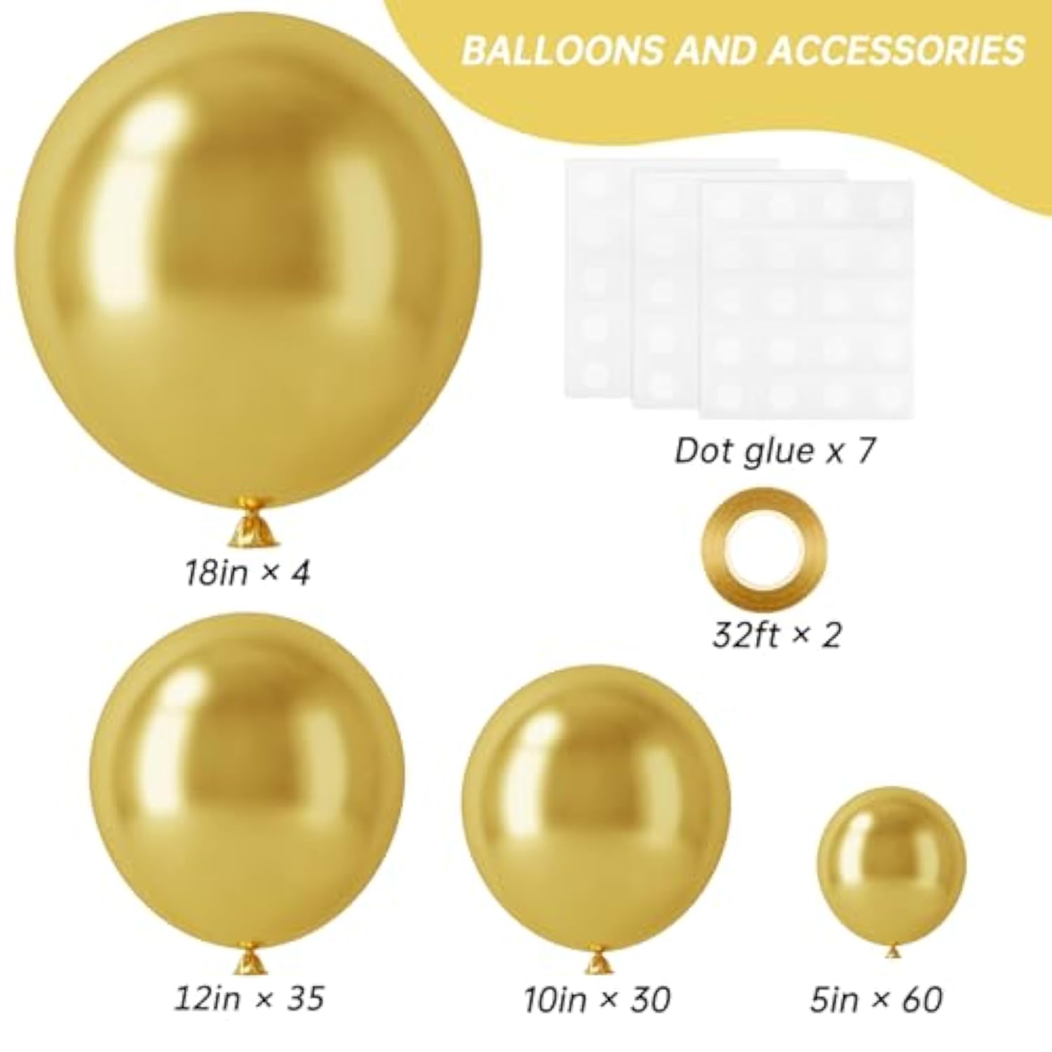 Metallic Gold Balloon Garland Kit: 129-Piece Party Decoration