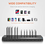 10 Port Usb Charging Station, 60W Mobile Charging Station With Multi-Port Usb Fast Charger Stand For Mobile Phone, Tablet And More,Black