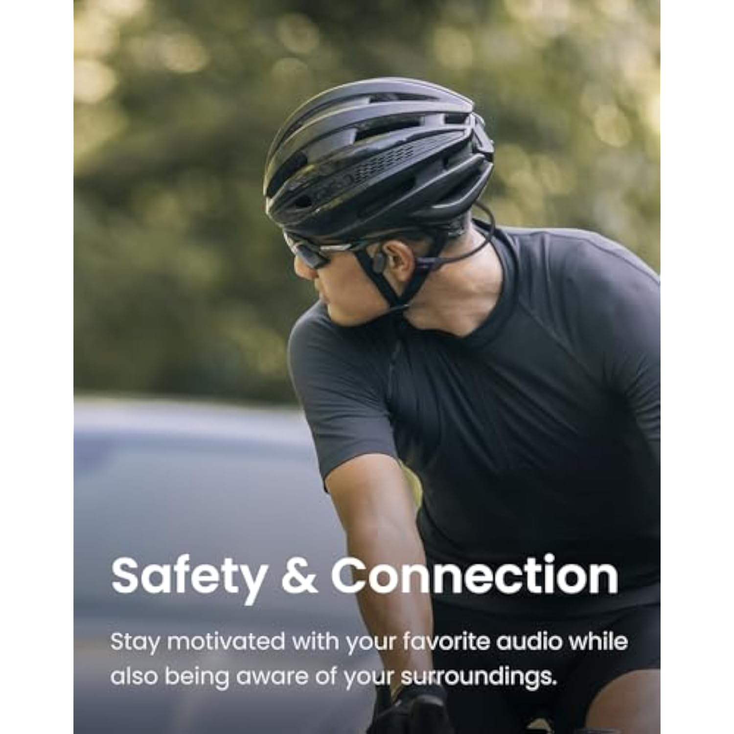 Openrun - Open-Ear Bluetooth Bone Conduction Sport Headphones, Sweat Resistant Wireless Earphones For Workouts And Running, Built-In Mic, With Hair Band, Black