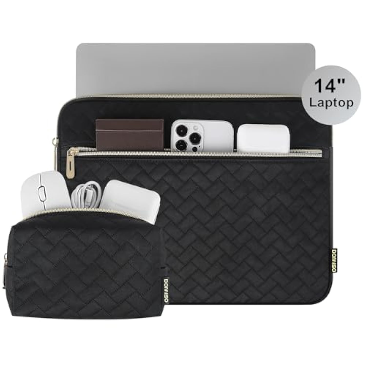 14 Inch Laptop Sleeve For Macbook Air/Pro 14 Inch Macbook Pro 14 Case Compatible With Macbook Pro 14 Inch M4 M3 Protective Computer Sleeve 14 Inch Laptop With Small Case, Black