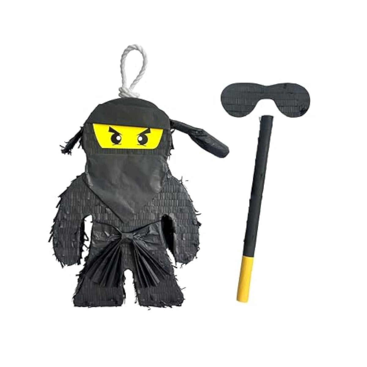 Apinata4U Black Ninja Pinata With Stick And Blindfold Ninja Themed Birthday Party Decoration Party Decor For Martial Arts Themed Events Kids Supplies Birthday Gift For Kids Favors