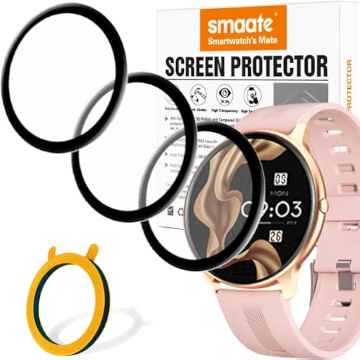 3D Screen Protector Compatible With Agptek Lw11 Smartwatch, Round 1.28Inch, 3-Pack