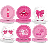 60Pcs 7 Inch Hot Pink Paper Plates Pink Princess Party Supplies Let'S Go Party Birthday Decorations Hot Girls Disposable Tableware Dessert Plates For Girls Women Birthday Bachelorette Bridal Shower