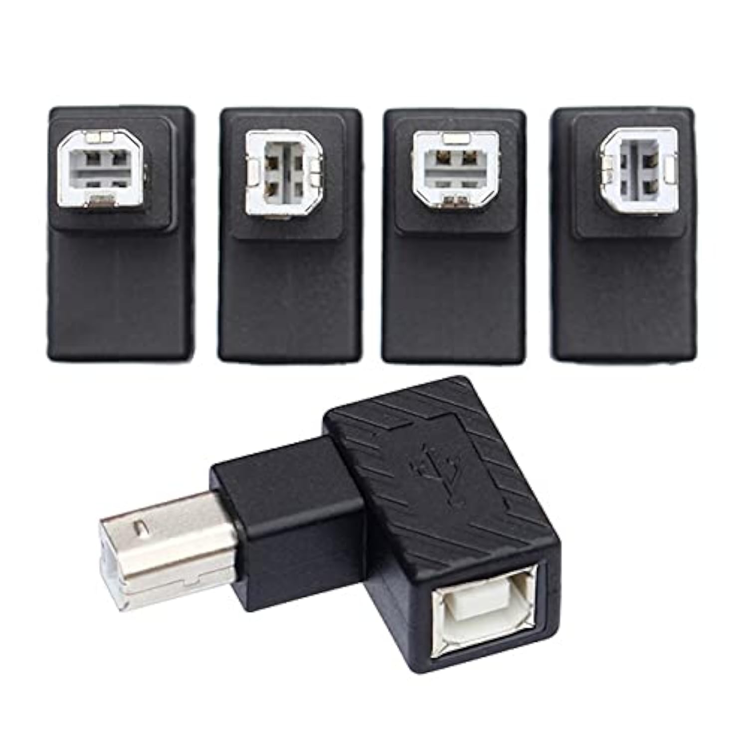 cablecc 4Pcs USB 2.0 B Type Male to Female Extension Adapter Horizontal Vertical Angled 90 Degree for Disk Scanner
