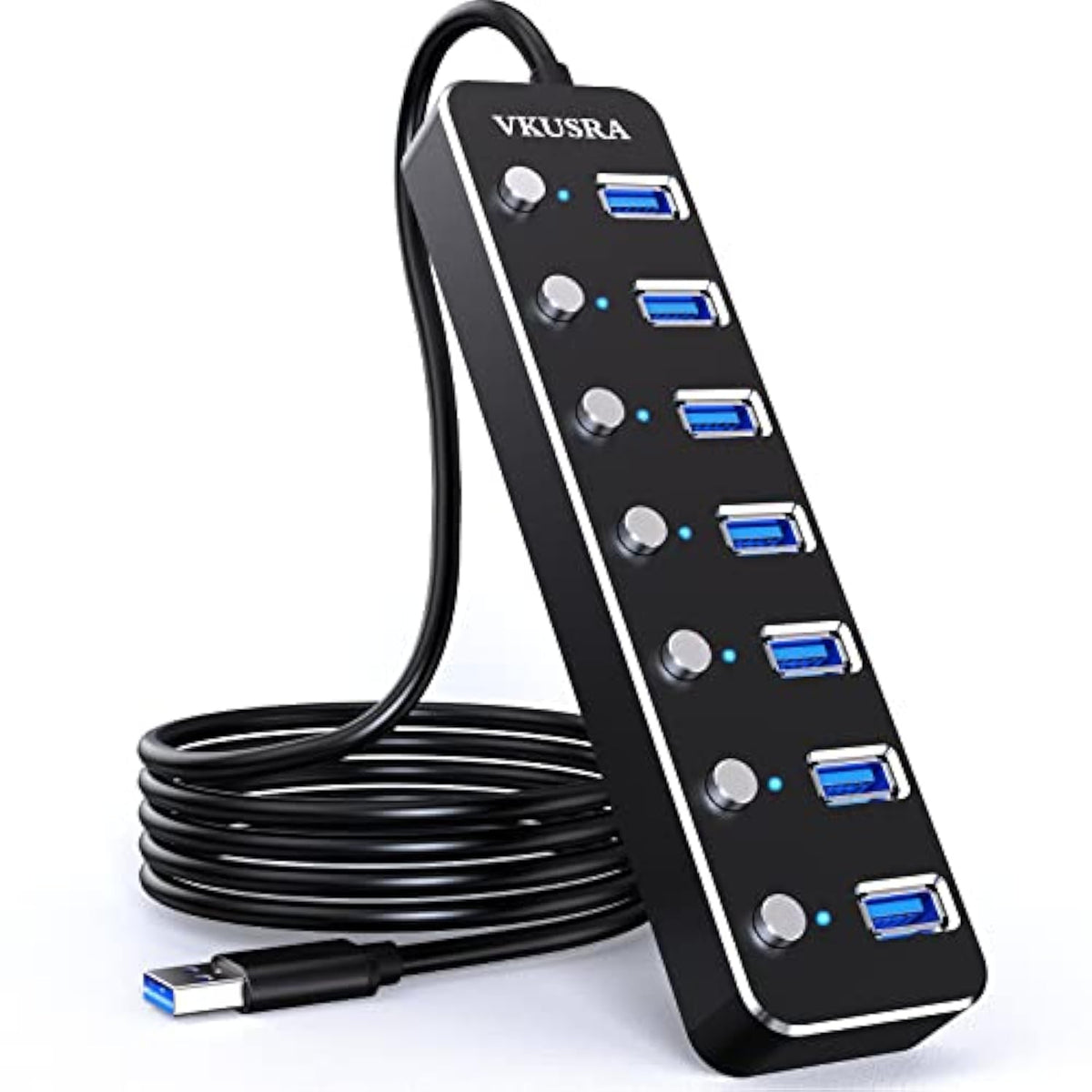Usb Hub, 7 Port Usb Hub 3.0 With 4Ft Usb Long Cable Multiple Port,Individual U