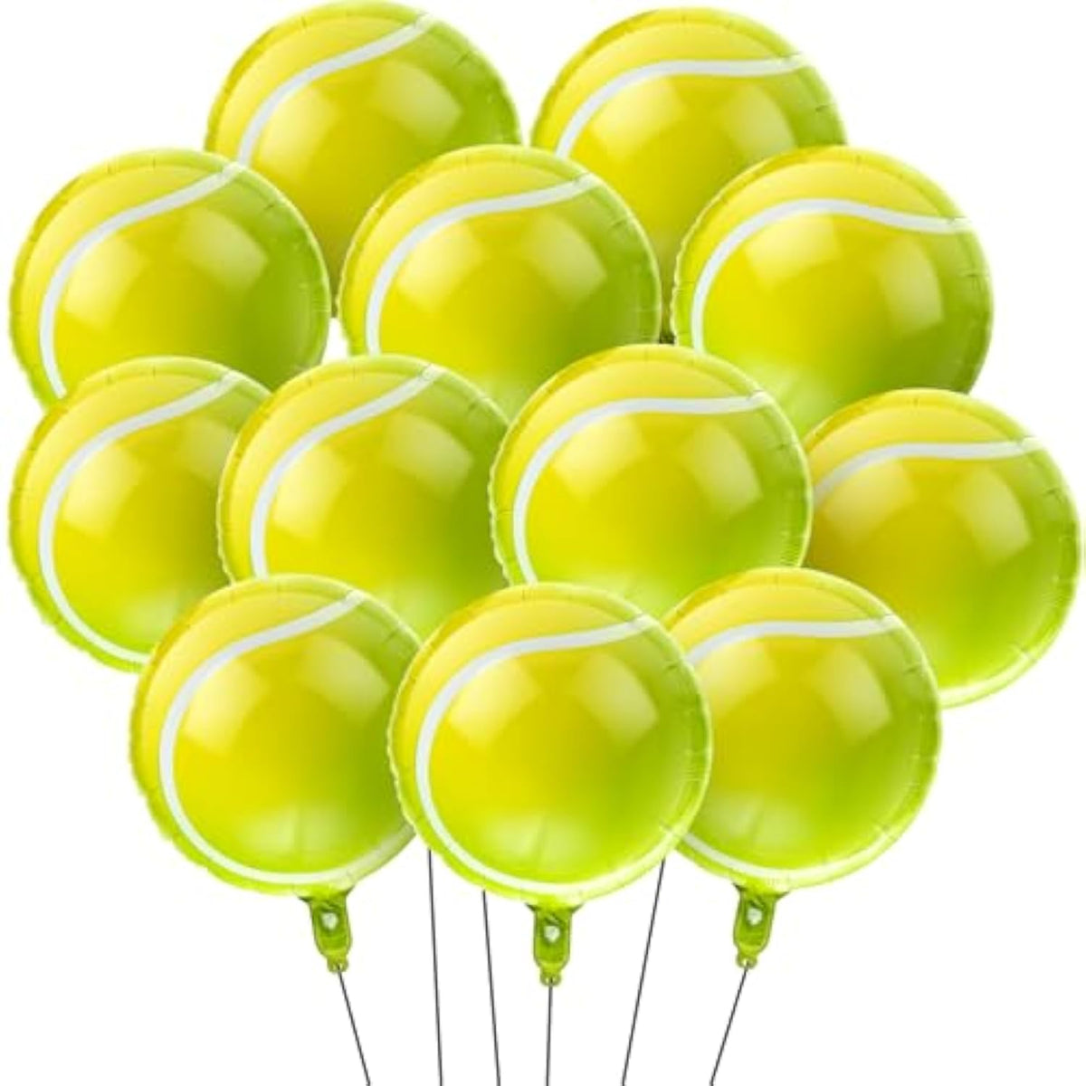 20-Pc 18-Inch Green Tennis Balloons Foil Decorations for Sports-Themed Parties