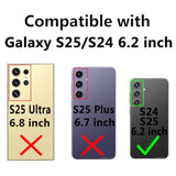 For Samsung Galaxy S25 Case,Galaxy S24 Case,With Screen Protectors And Camera Cover,[Military Grade] 16Ft.Drop Tested Cover With Magnetic Kickstand Protective Case For Galaxy S25, Black