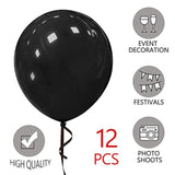 12Pack 18-Inch Black Latex Balloons Large Helium Party Decorations