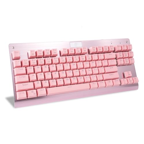 87-Key Pink Tkl Mechanical Keyboard With Tactile Brown Switches, Hot Swappable Led Backlit Keyboard For Gaming And Office