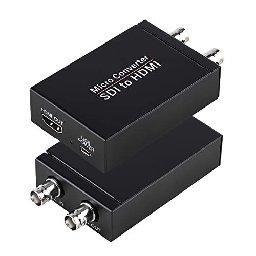SDI to HDMI Converter, 3G-SDI/HD-SDI/SD-SDI to HDMI Adapter, Auto Format Detection SDI to HDMI Video Converter Stereo Audio De-embedder