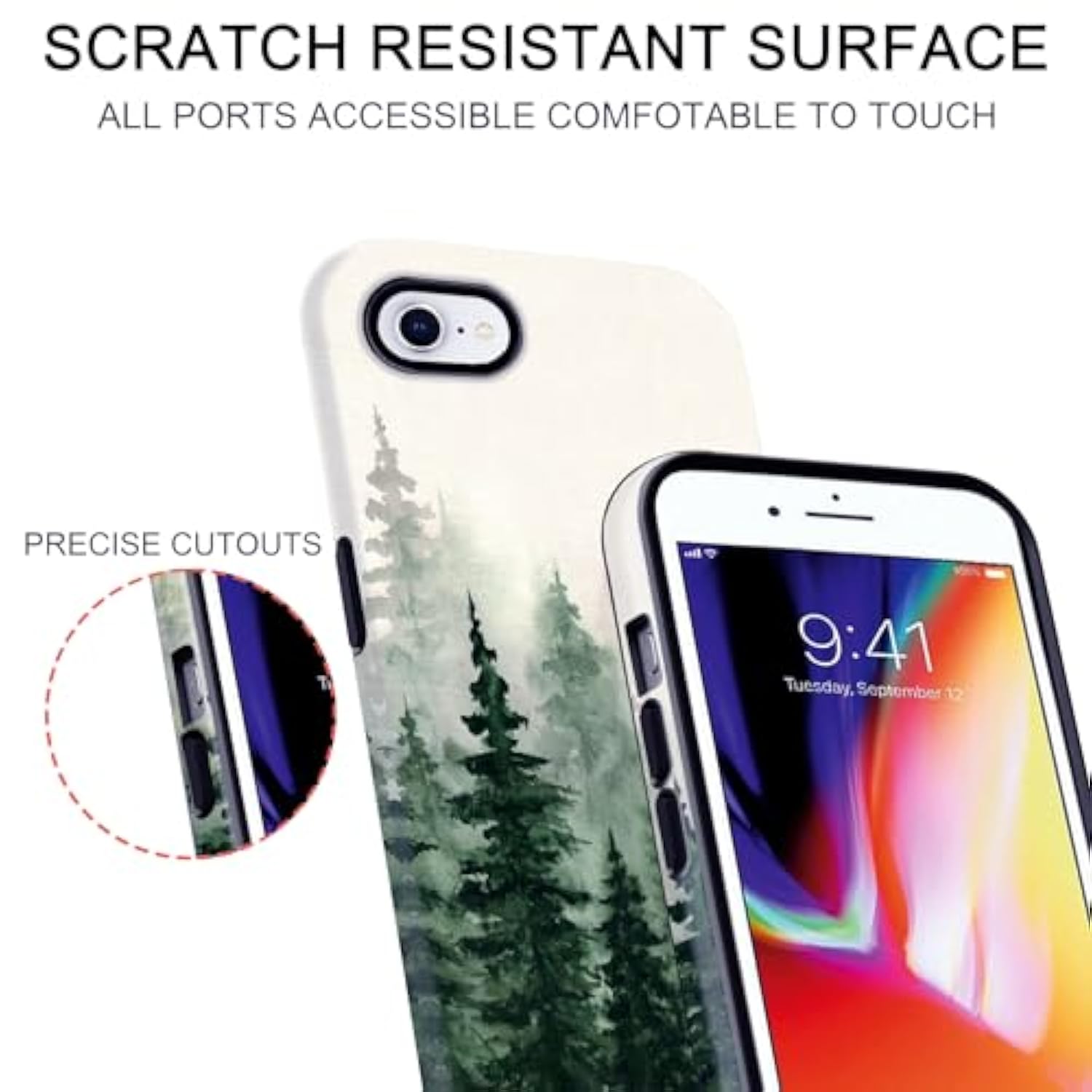 Case Compatible With Iphone 6S 6 Iphone 8/7 Se (2020)/ Se (2022) - Hybrid 2-Layer Hard Shell + Silicone Protective Case -Scratch-Resistant Shockproof Cover For Iphone 6S/6/7/8/ Se 4.7"(Forest)