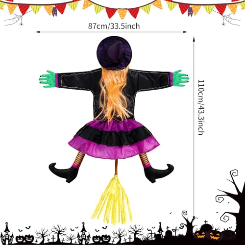 Halloween Decorations Outdoor, Solar Witch, Orange Purple