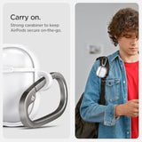 Spigen Ultra Hybrid Designed AirPods 4 Case (2024) Anti-Yellowing Clear Cover with Carabiner Key Chain - Jet White