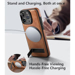 Strong Magnetic For Iphone 16 Pro Max Case Leather,[Compatible With Magsafe], Slim Adjustable Kickstand Phone Case For Iphone 16 Pro Max (2024) 6.9" (Brown)