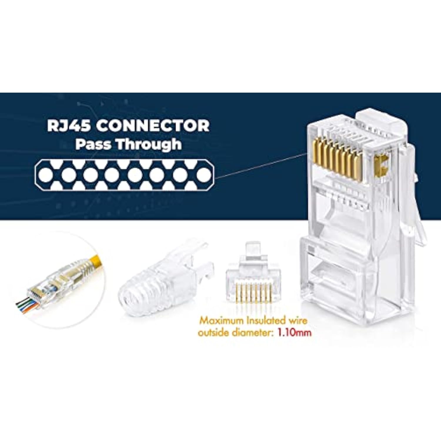 Bundle – 2 Items: Rj45 Crimp Tool + Rj45 Cat6 Pass Through Connectors And Stra