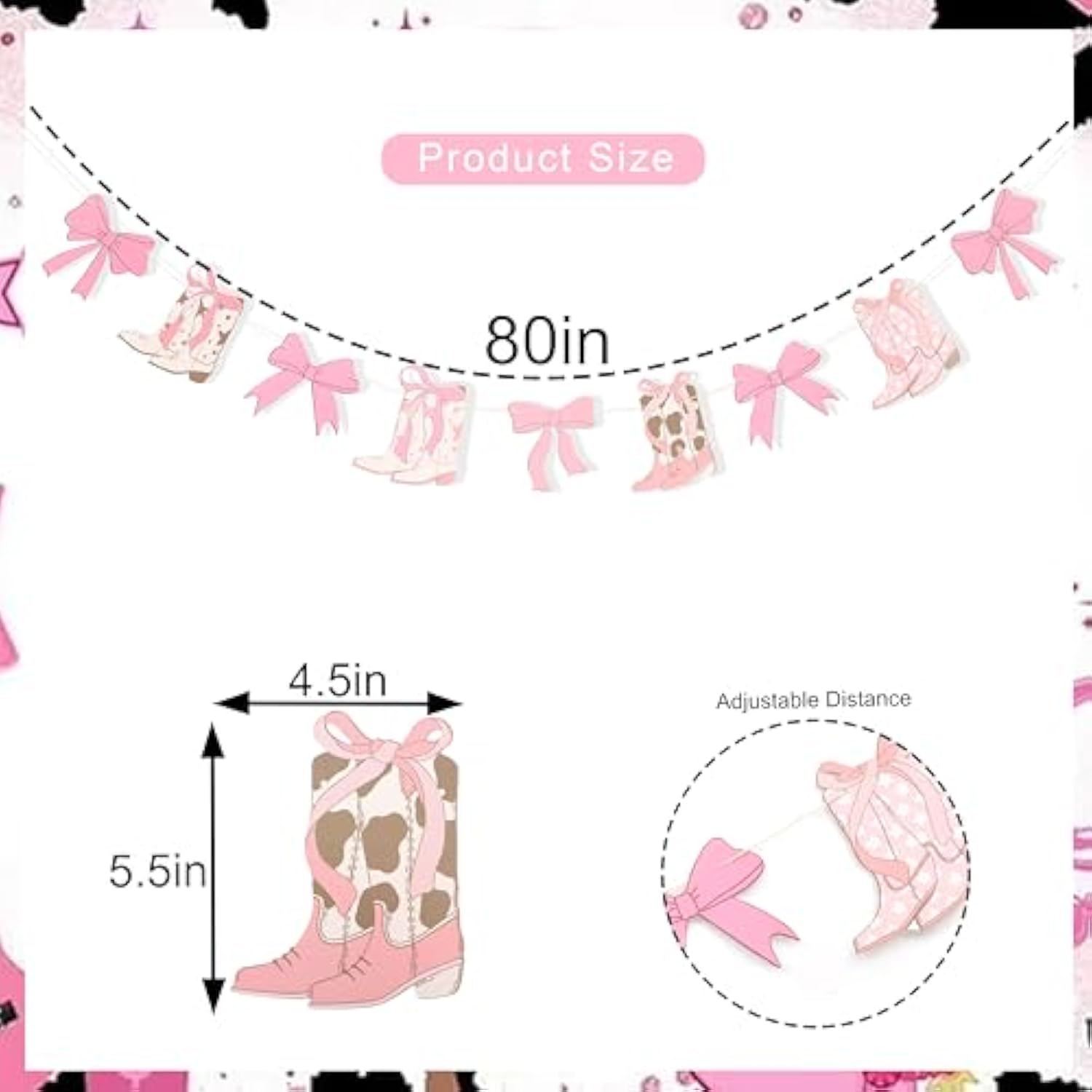 Coquette Bow Cowgirl Boots Banner Pink Western Cowgirl Boot Decor