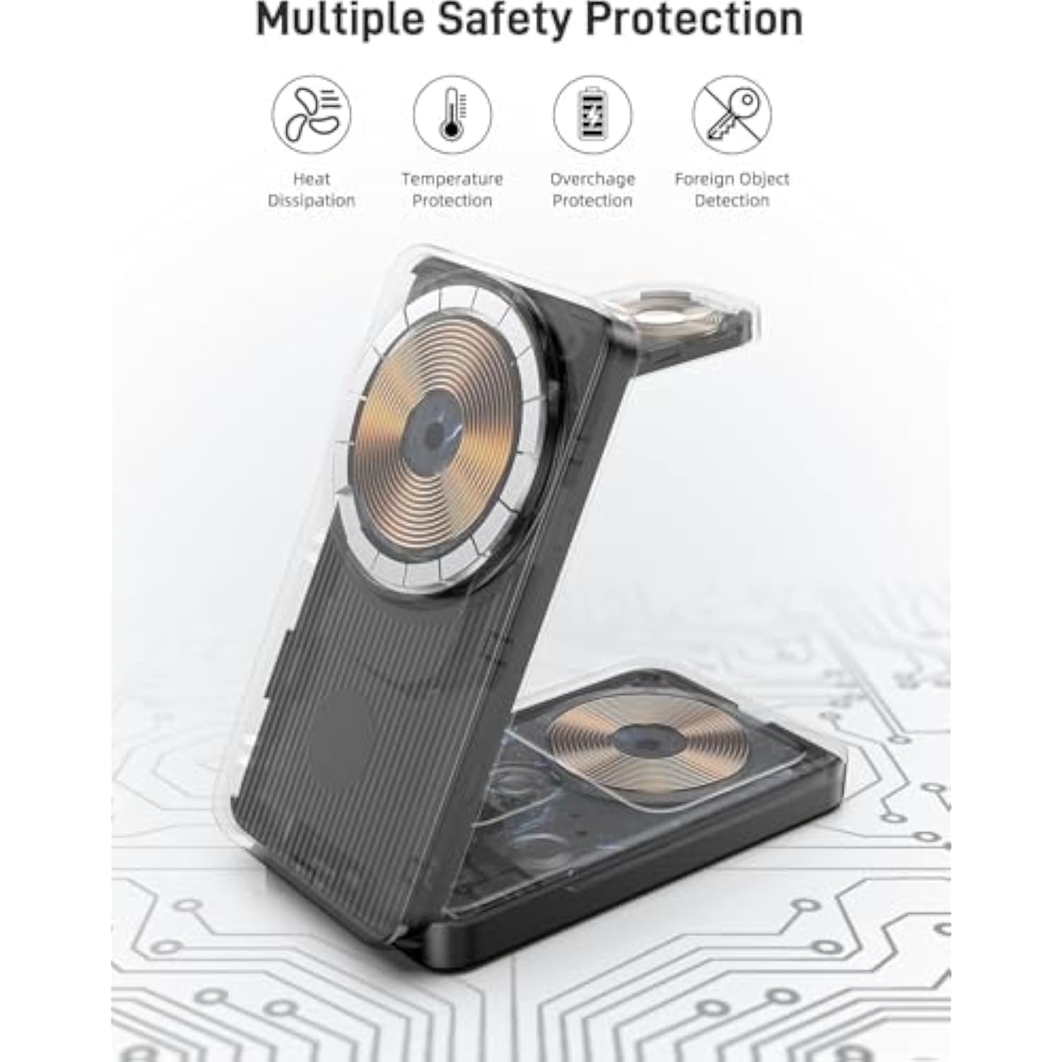 3 In 1 Wireless Charging Station For Apple Devices,Portable Foldable Magnetic Multiple Fast Charger Stand,Wireless Charger Magsafe For Iphone 17 16 15 14 13 12 11 Pro Max Air Plus/Apple Watch/Airpods