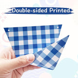 2 Pcs Blue Checkered Flag Banners — Double-Sided Gingham Bunting for BBQ, Picnic, Wedding & Party Décor