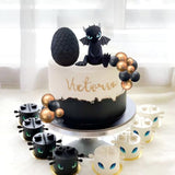 Black Dragon Cake Topper Dragon Eggs Cake Decor Gold Black Balls Cake Decor For Fantasy Baby Shower Birthday Wedding Party Supplies