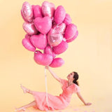 Pink Heart Balloons,10Pcs Foil Heart Shaped Love Balloons,18Inch Pearl Pink Helium Balloon For Valentines,Engagement,Birthday,Baby Shower,Wedding Party Decorations