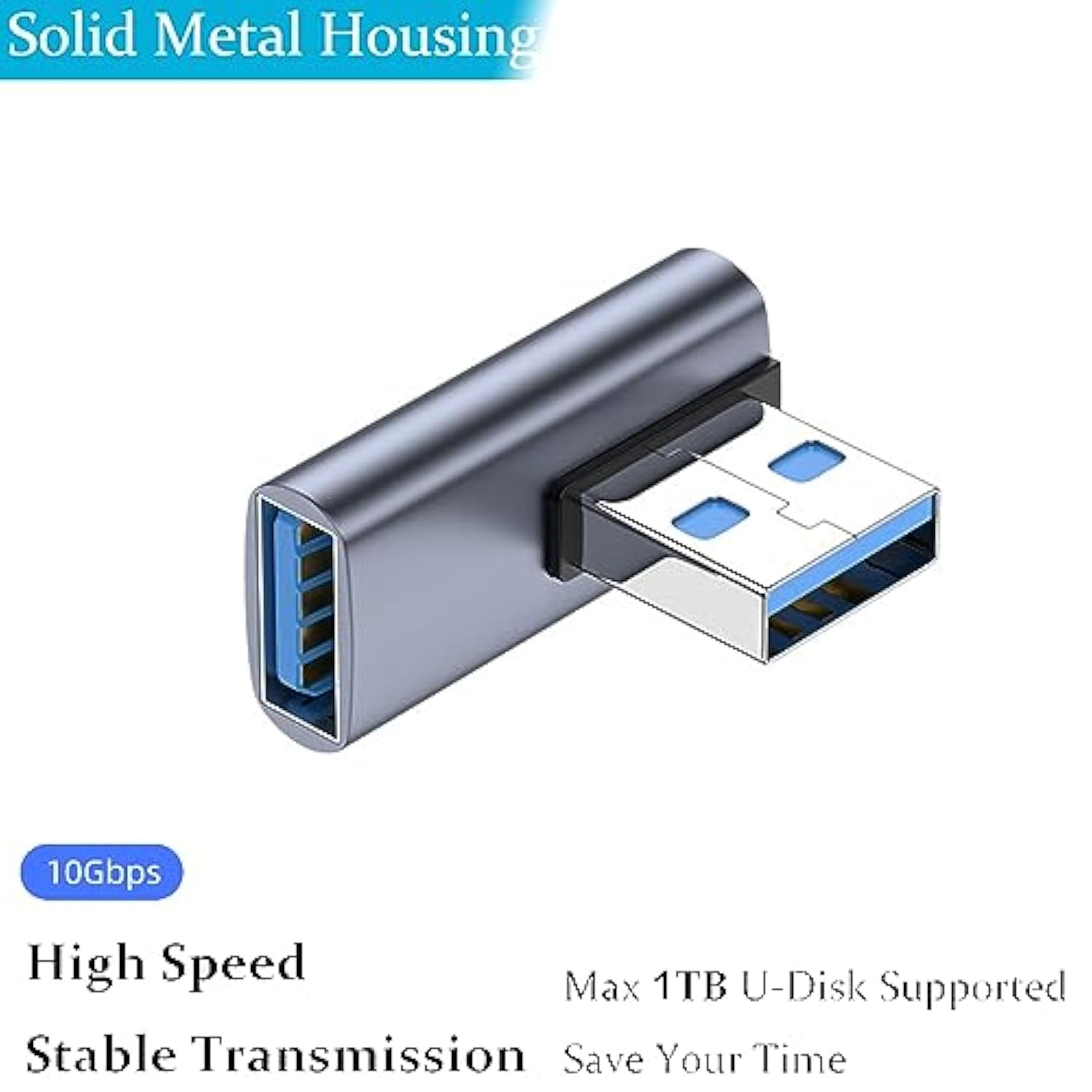 4 Pack 10Gbps Usb 3.0 Male To Female Adapter 90 Degree Left Angle And Right An