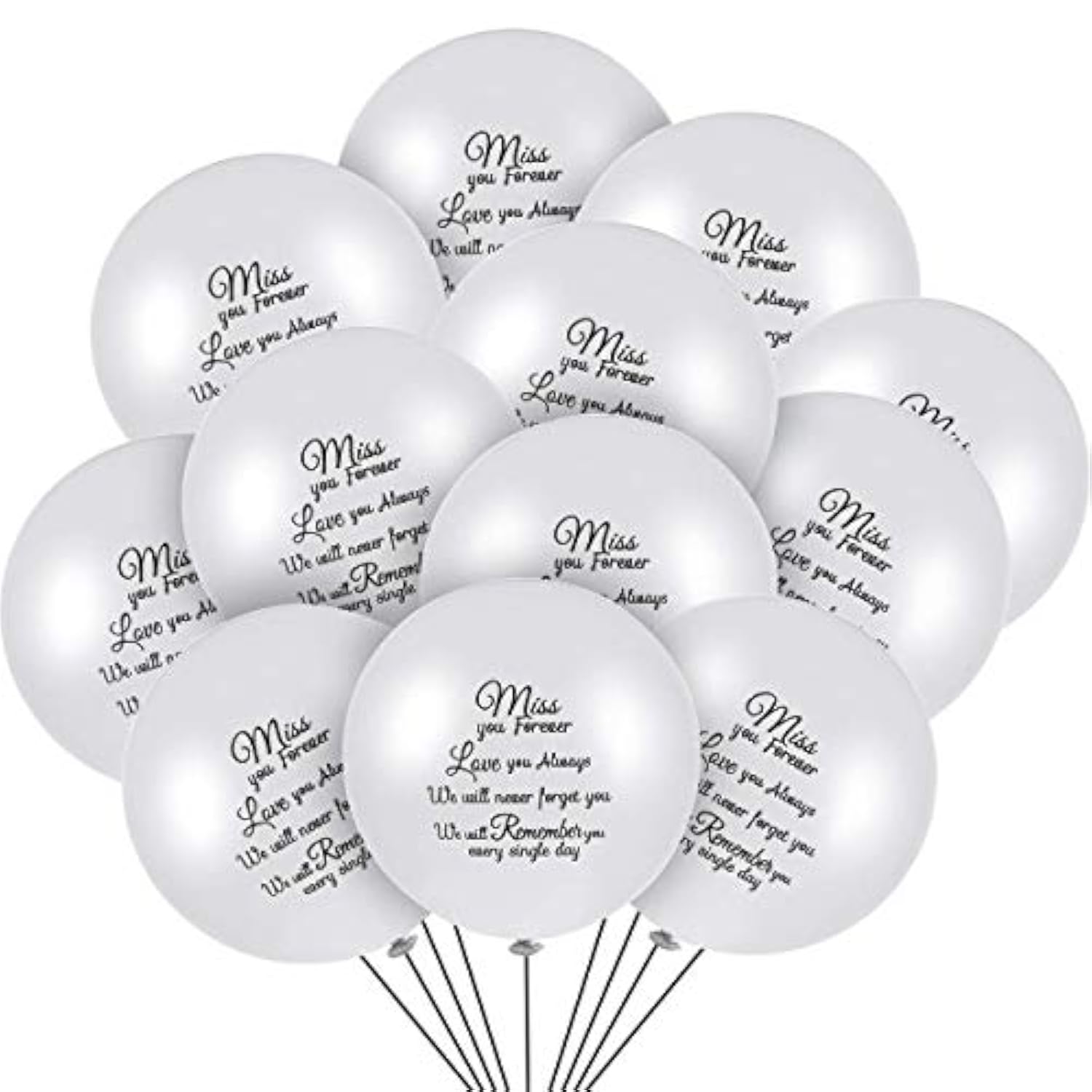 60Pcs White Memorial Balloons Funeral Helium for Remembrance and Condolence Services