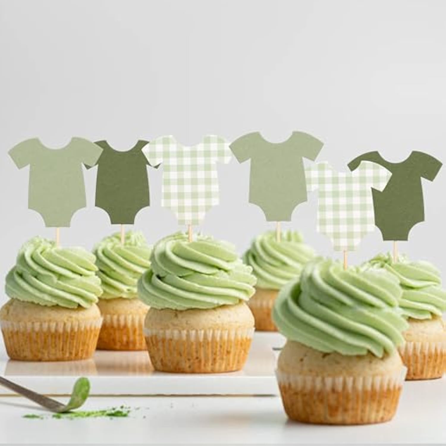 Green Bodysuit Cake Topper Gingham Baby Shower Decoration Girl Boy/Girl Theme
