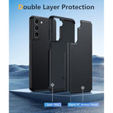For Galaxy S21 Fe 5G Case: S21 Fe Phone Case Samsung Dual Layer Protective Heavy Duty Cover Shockproof Rugged With Non Slip Textured Back - Military Protection Bumper Tough - 6.4Inch (Black)