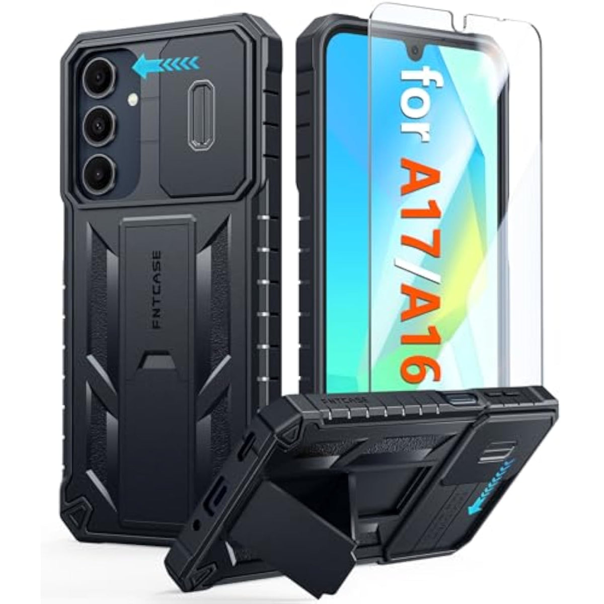 Samsung Galaxy A17/A16 Phone Case with Slide Camera Cover Black