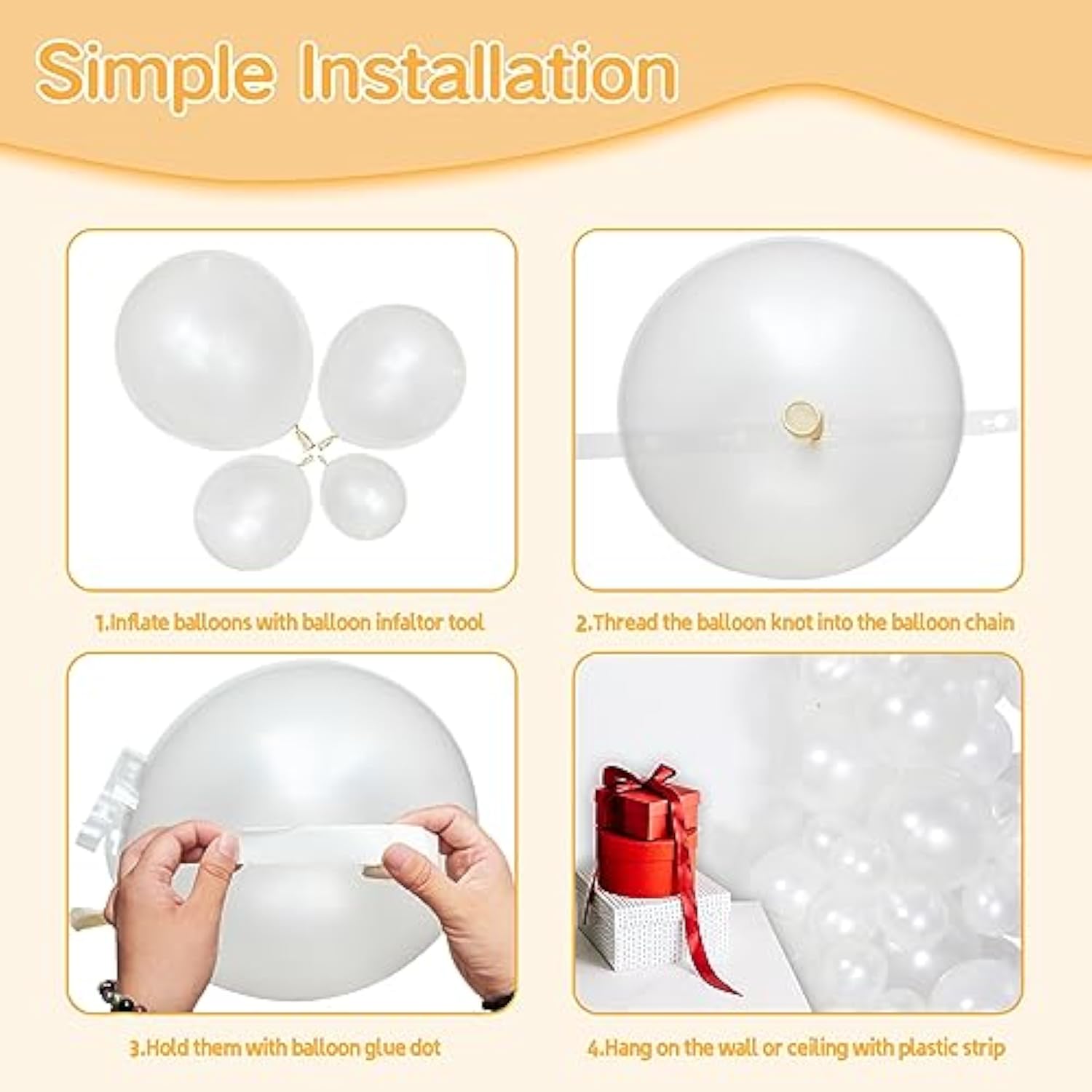 Pearl White Balloons Different Sizes For Garland Arch, 134Pcs Premium Party Latex Balloons For Birthday Party Graduation Wedding Anniversary Baby Shower Party Decoration