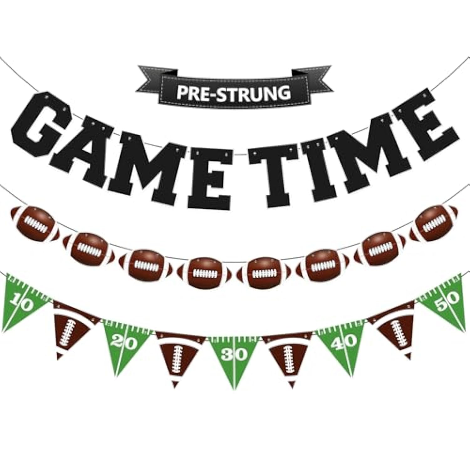 Football Party Decorations, Pre-Strung Football Banner For Sports Birthday Party Decorations