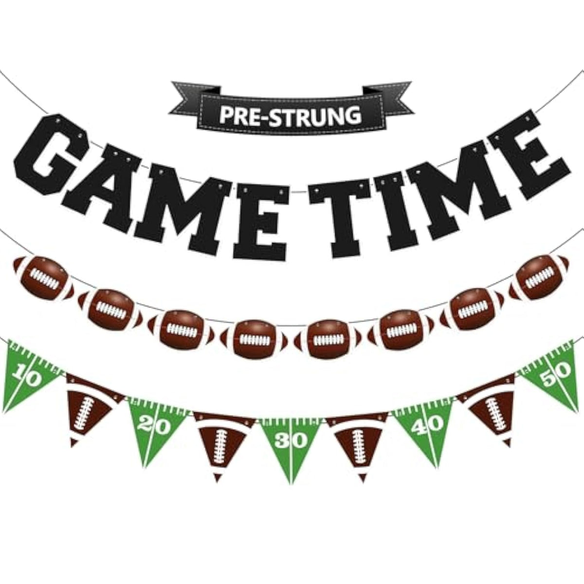 Football Party Decorations, Pre-Strung Football Banner For Sports Birthday Party Decorations