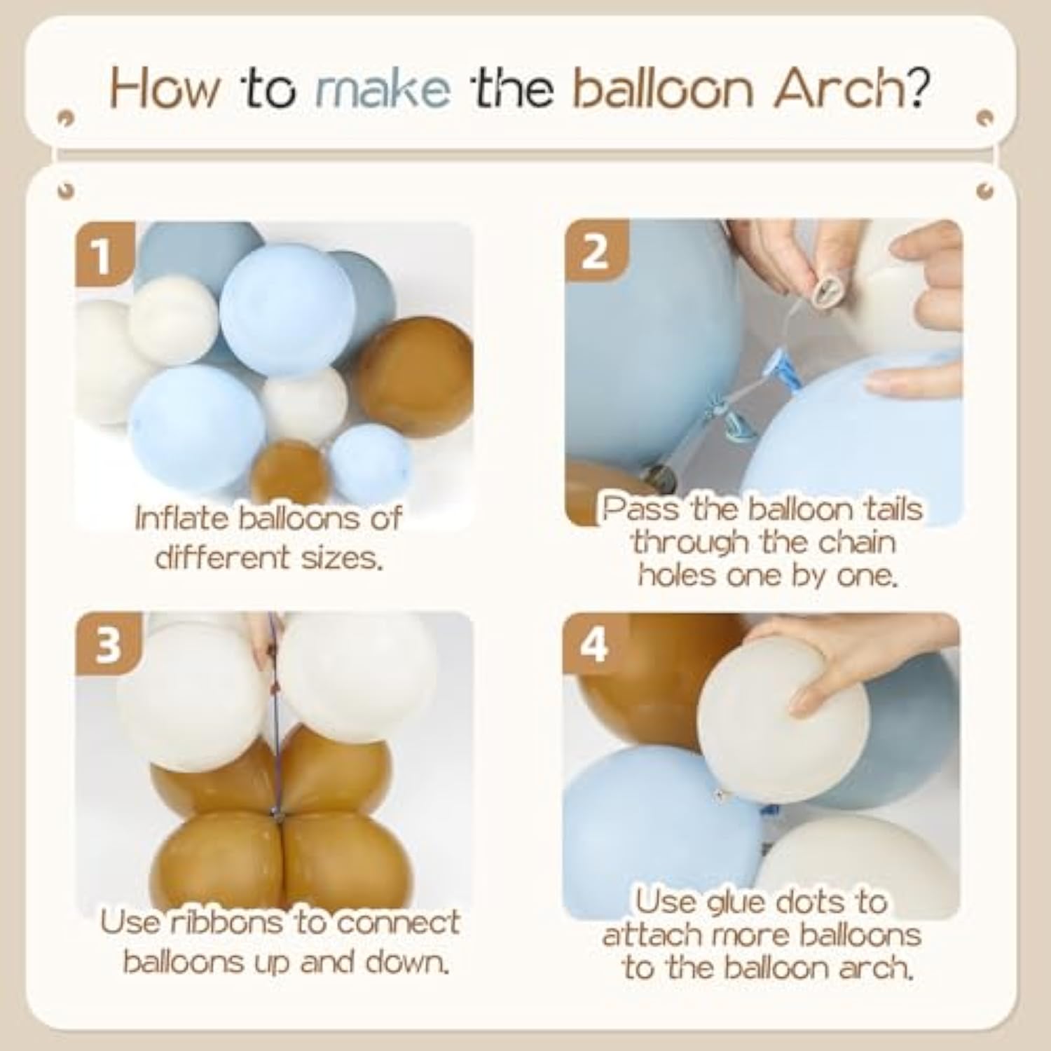 146Pcs Dusty Blue And Brown Balloon Arch Kit, Bear Baby Shower Decorations With Brown Sand White Dusty Blue Balloons For Baby Shower Decorations Gender Reveal Birthday Party Decoration