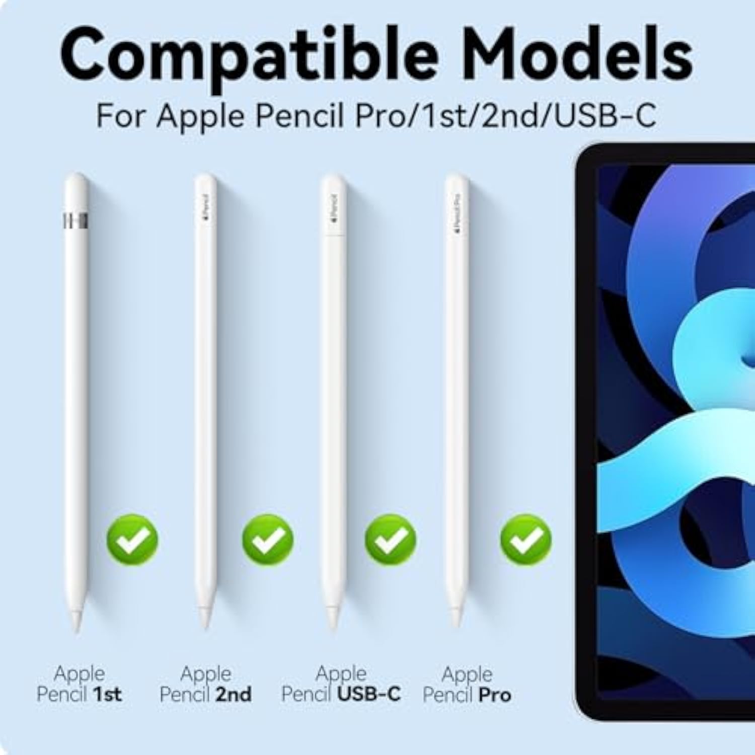 8 Pack For Apple Pencil Tips Replacement Accessories,Compatible With Apple Pencil Pro/2Nd Generation/1St Generation/Usb-C,Ipencil Nibs For Ipad Pro/Air/Mini (White Metal Nib)