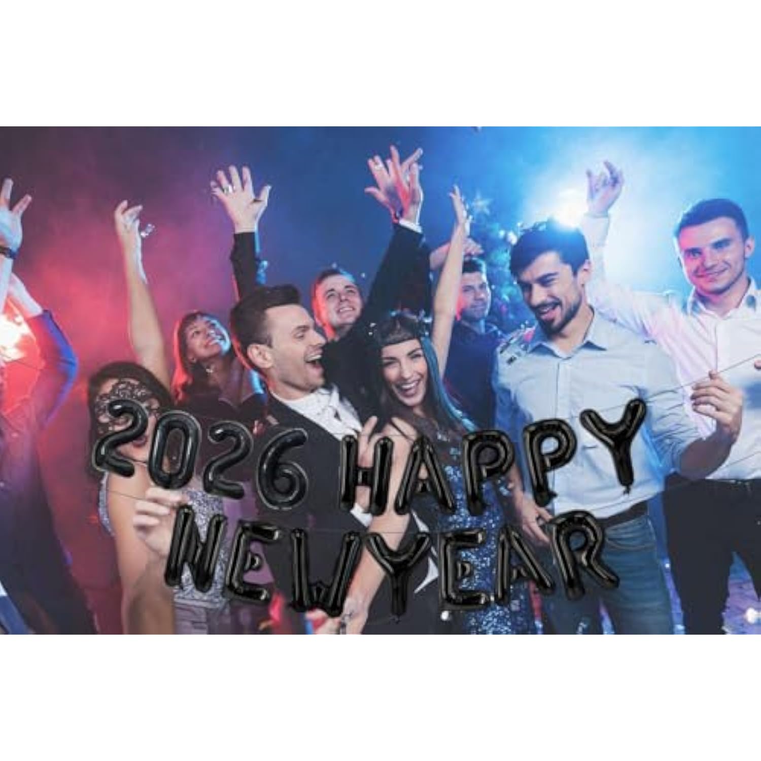 16 Inch Black Happy New Year 2026 Balloons Party Decorations