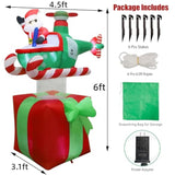 Christmas Inflatables Outdoor Decorations, 6Ft Inflatable Xmas Santa Claus With Helicopter On Gift Box, Lighted Blow Up