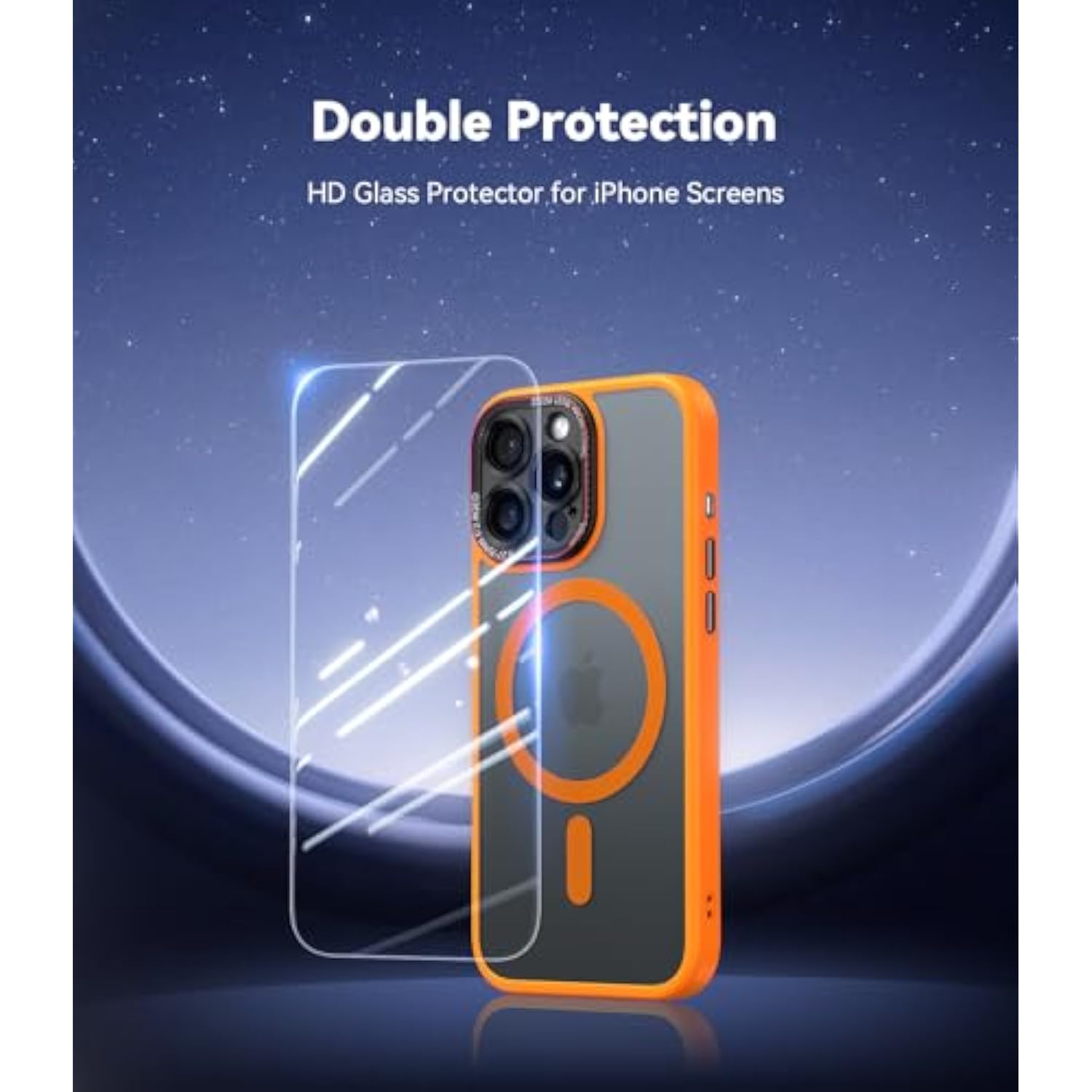 For Iphone 16 Pro Max Case With 1X Screen Protector, [Tailored For Magsafe] [Mil-Grade Shockproof Defense] With Integrated Lens Protection Translucent Case For Iphone 16 Pro Max, Orange