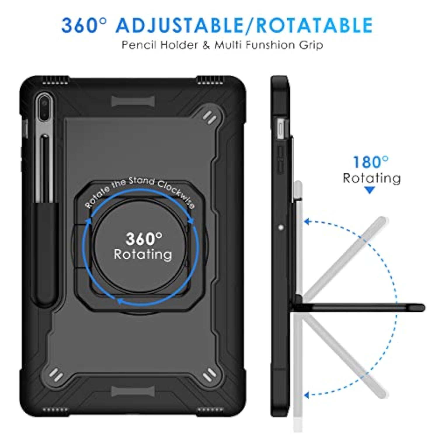 360 Rotating Hybrid Case For Samsung Galaxy Tab S7 Fe 5G/ S8+Plus/ S7 Plus 12.